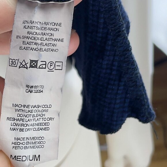 BDG Casual Textured Stripes Stretch Fit-and-flare Navy Blue Black Mini Dress S - Picture 5 of 6